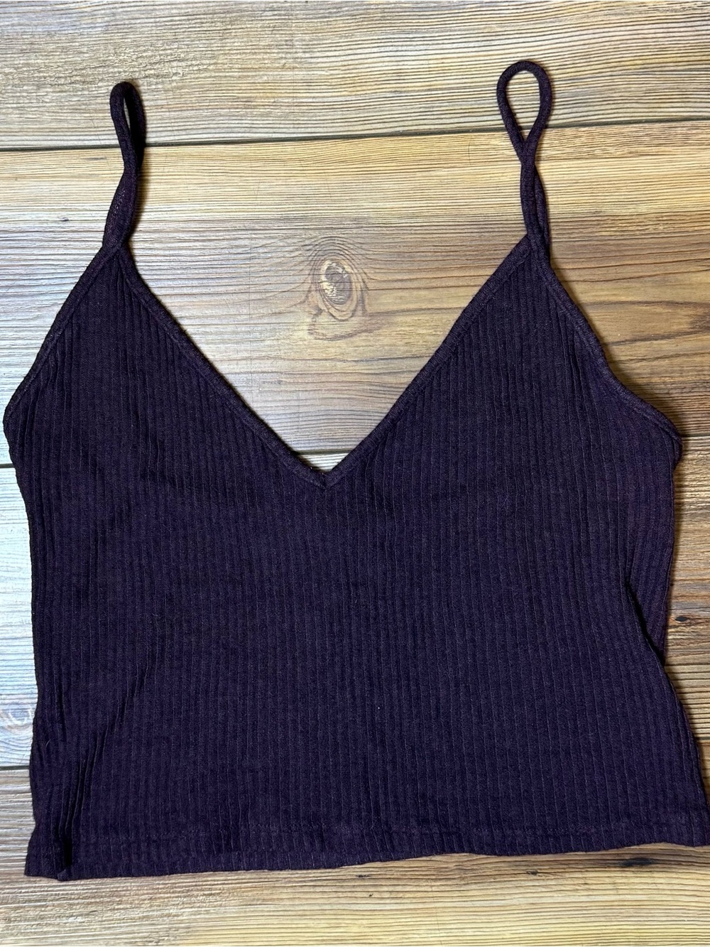 John Galt Ribbed Plum Purple Cropped Cami Tank Top OS Brandy Melville